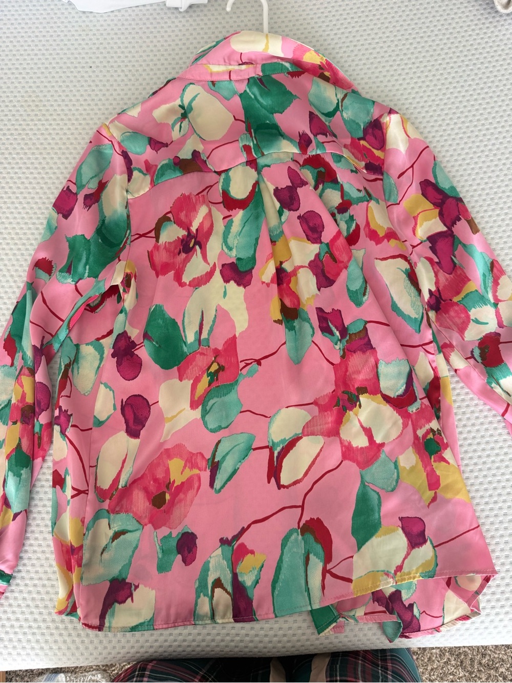 ZARA Multicolor Floral Print Blouse in Pink, Green & Cream - Picture 5 of 6
